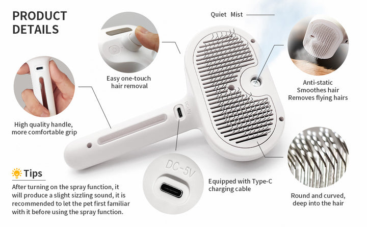 Pawsome Comb - Pet Hair Remover Comb with Built-In Mist