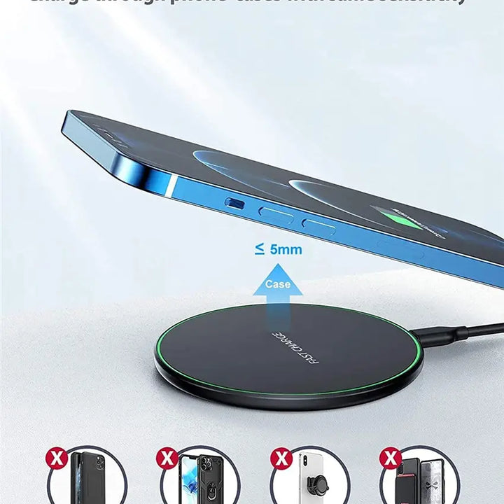 Fast Wireless Charging Pad – Compatible with iPhone & Samsung