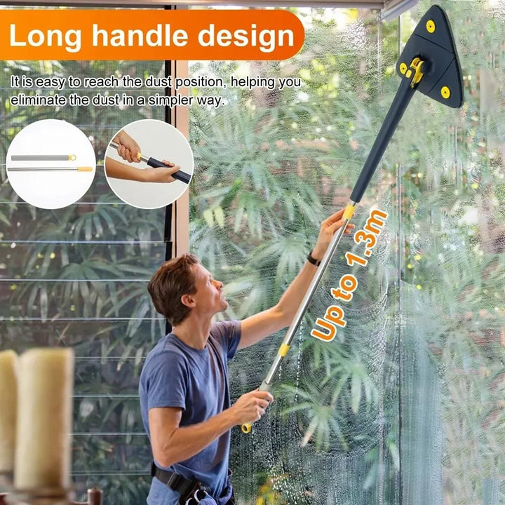 Rotatable Spin Mop – Triangle Telescopic Design for Wet/Dry Home Cleaning