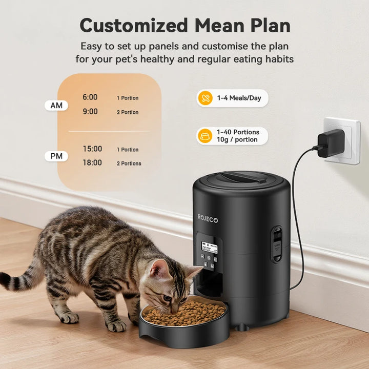 ROJECO Automatic Pet Feeder – Smart Food Dispenser for Cats & Dogs