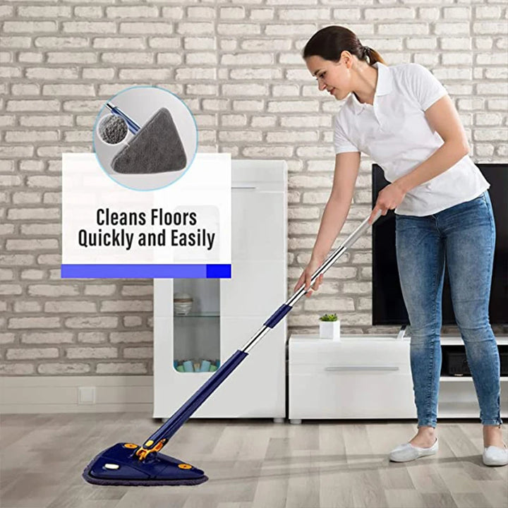 Rotatable Spin Mop – Triangle Telescopic Design for Wet/Dry Home Cleaning