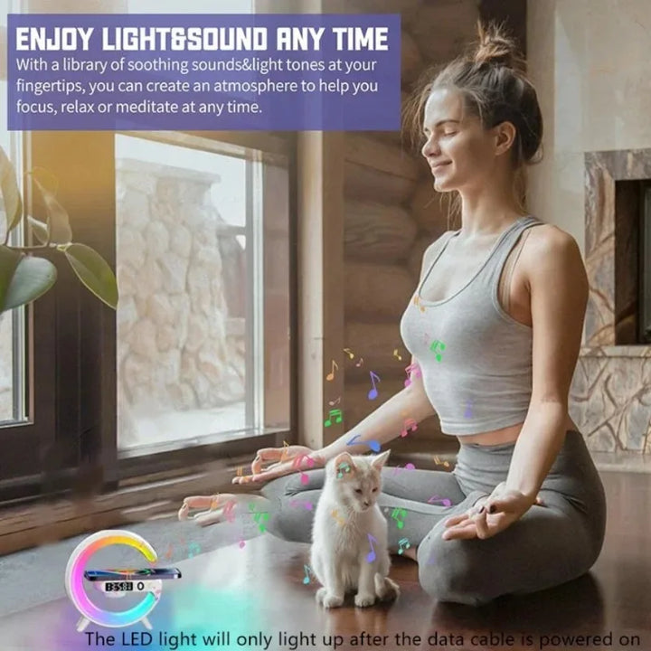 Wireless Charging Stand with RGB Light, Built-in Alarm & Speaker