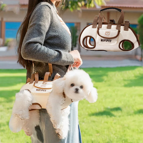Portable Dog Backpack – Double-Shoulder Pet Carrier with Crossbody Strap