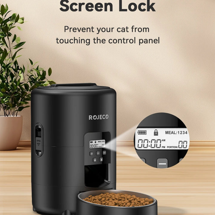 ROJECO Automatic Pet Feeder – Smart Food Dispenser for Cats & Dogs