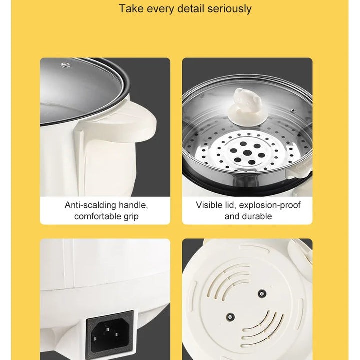 Compact Multi-Cooker – 220V Non-Stick Electric Pot for 1–2 Person Meals