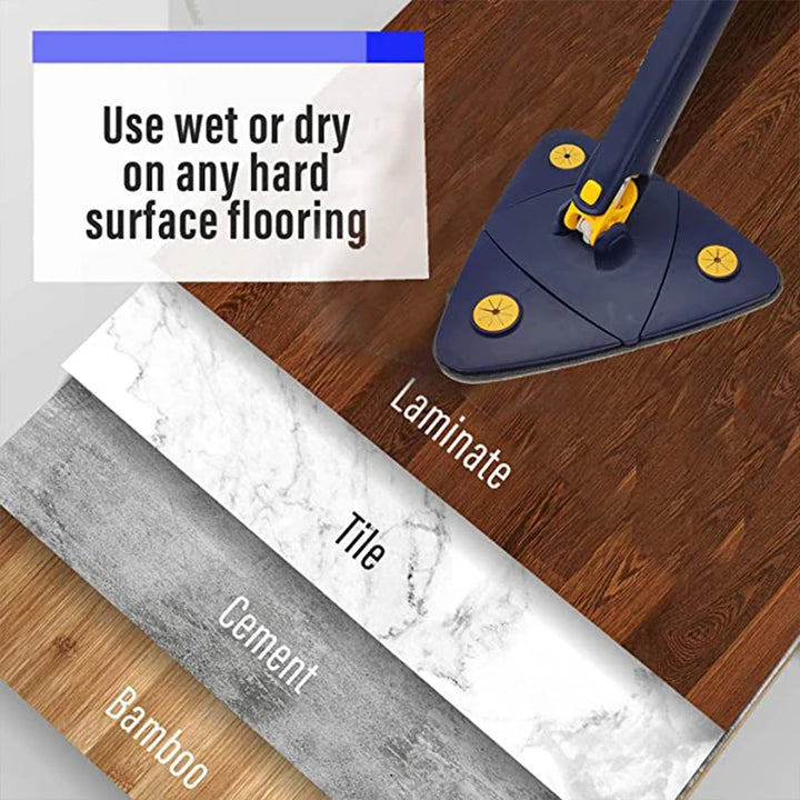 Rotatable Spin Mop – Triangle Telescopic Design for Wet/Dry Home Cleaning