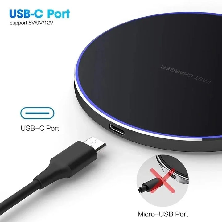 Fast Wireless Charging Pad – Compatible with iPhone & Samsung