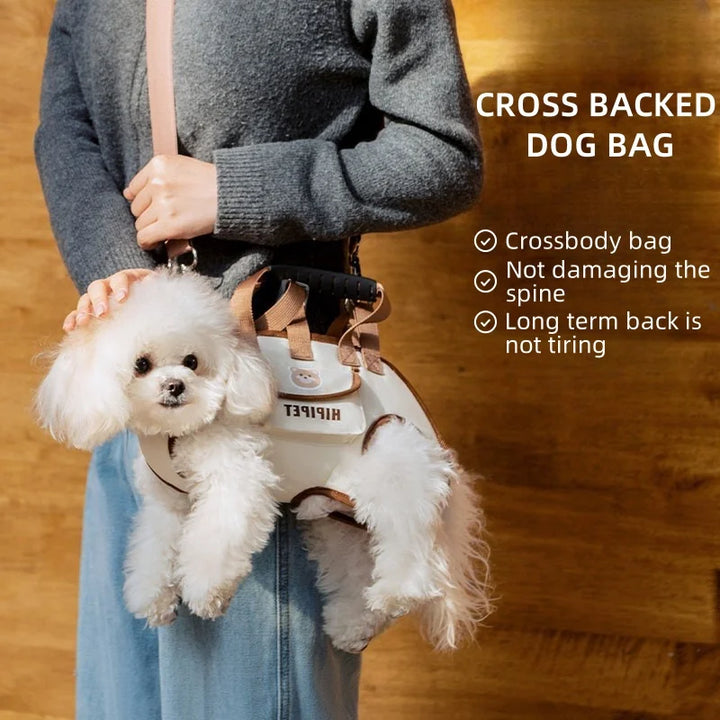 Portable Dog Backpack – Double-Shoulder Pet Carrier with Crossbody Strap