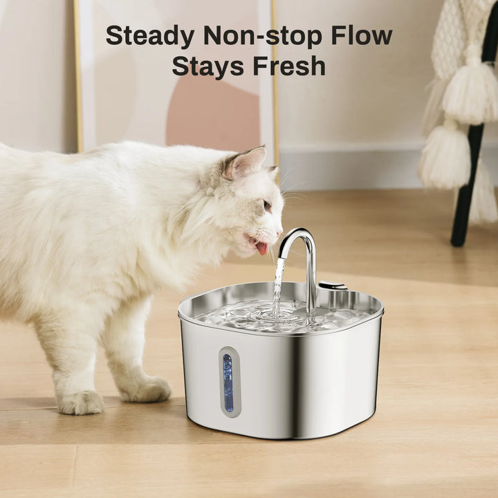 ZYFeeder Smart Pet Water Fountain – 2.2L Stainless Steel Automatic Dispenser for Cats & Dogs