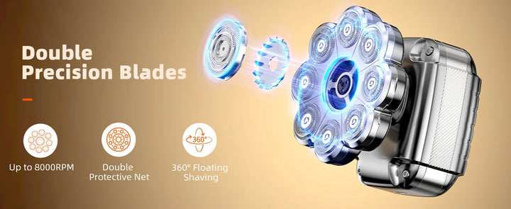 Waterproof 9D Head Shaver – IPX7 Rotary Electric Razor for Bald Men